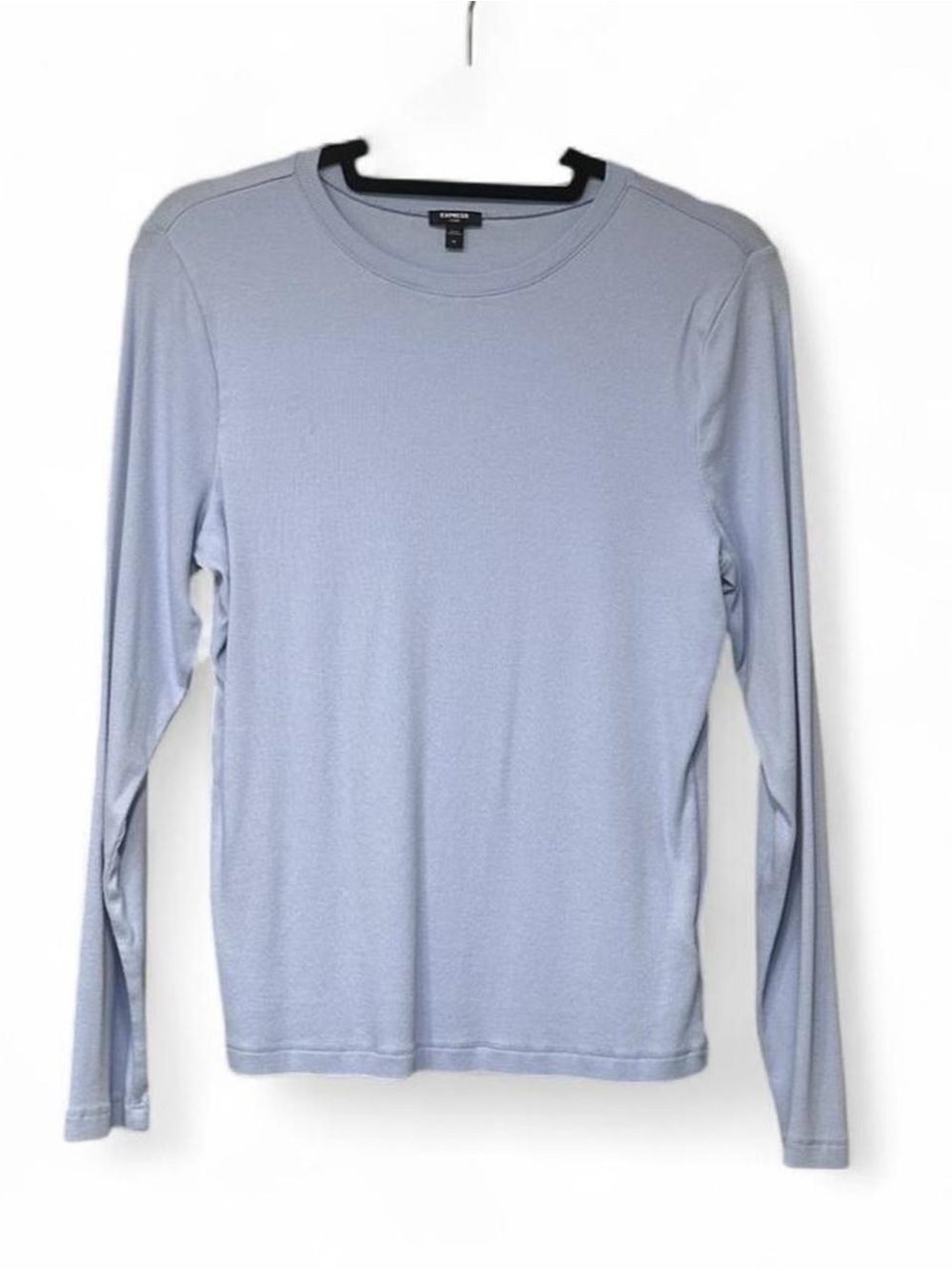 Express Women's Light Blue Long Sleeve Crewneck Top